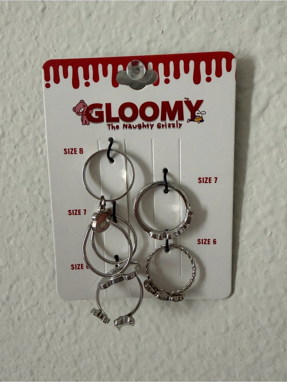 Hot Topic Gloomy Silver-Tone Stackable Ring Set
